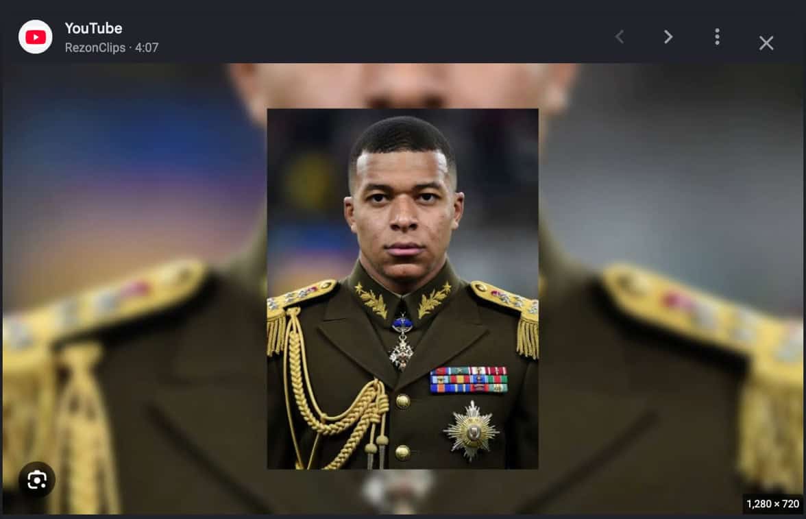 ISIS-related meme depicting Kylian Mbappé as a dictator