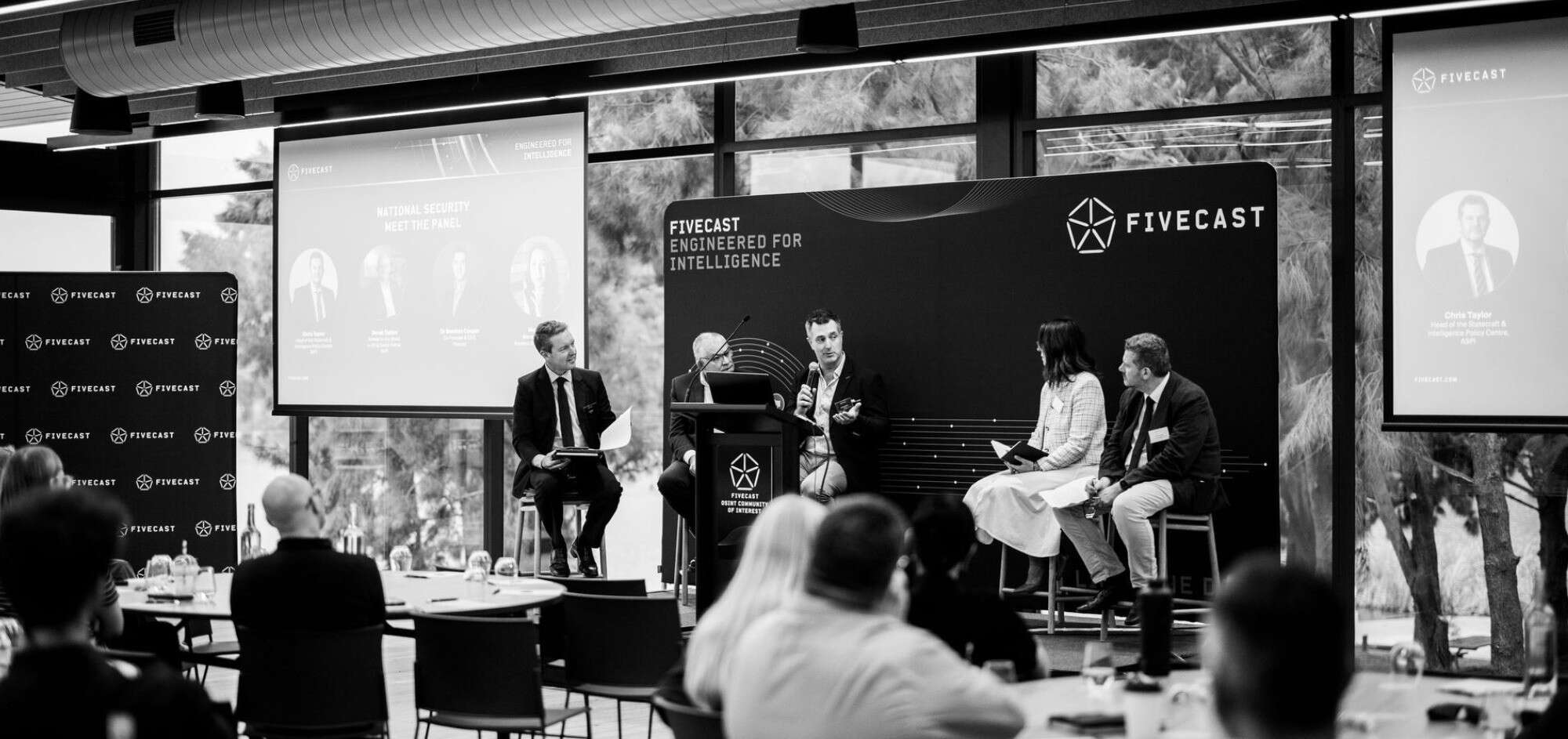 Panelists discuss AI and OSINT during the event.