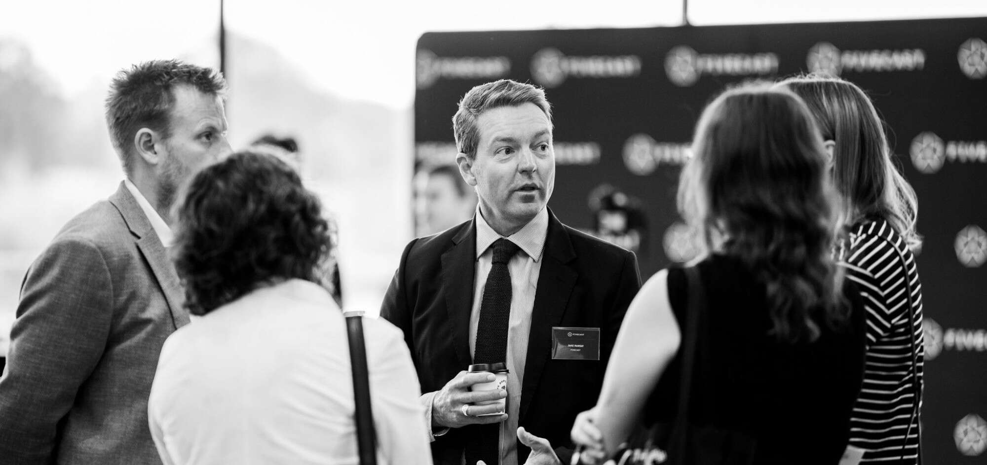 Networking image with Jake Ramsay, Account Director for Fivecast Australia. 